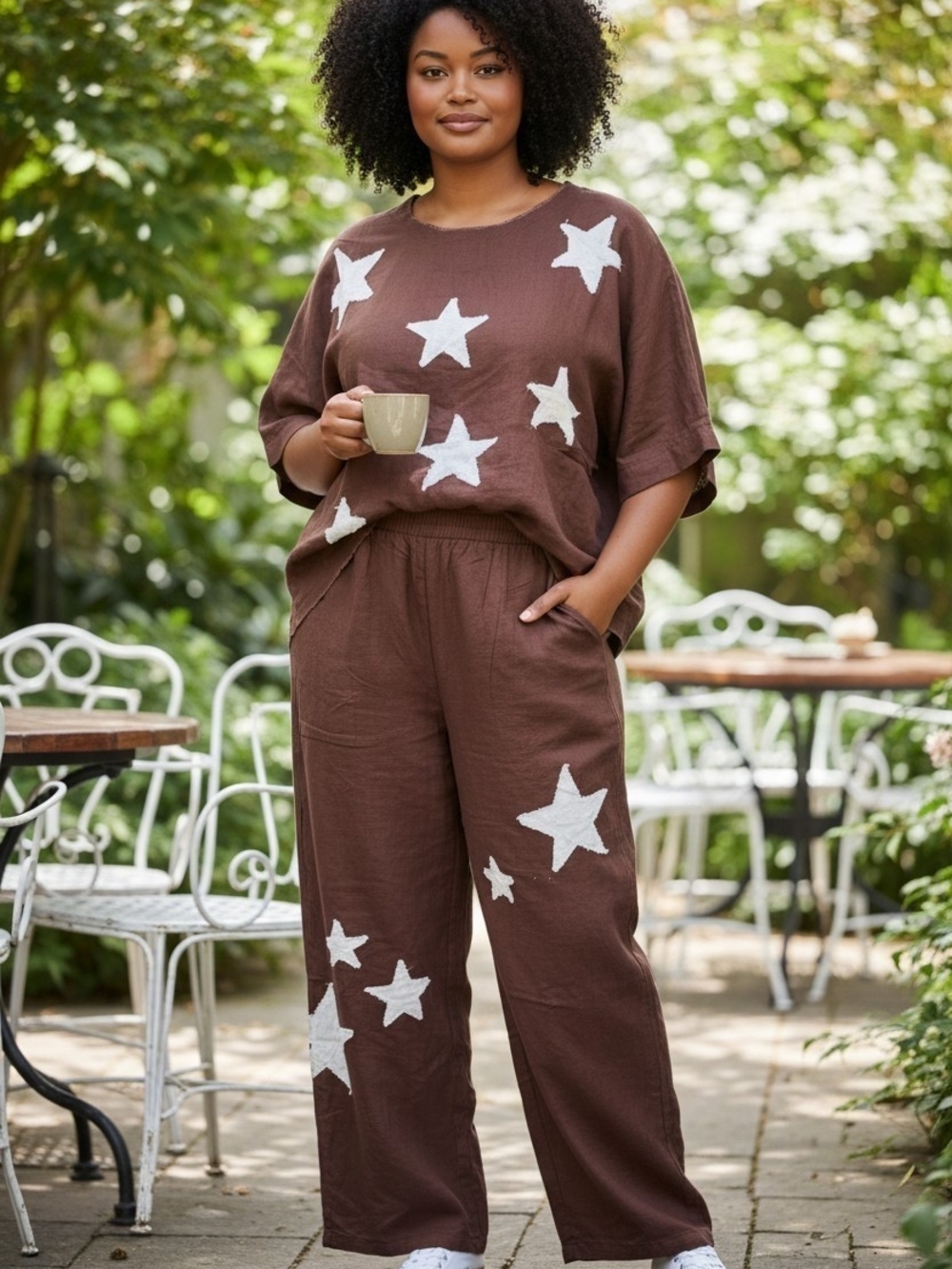 Blue Velvet 2 Piece Linen Blend Set Sz XL